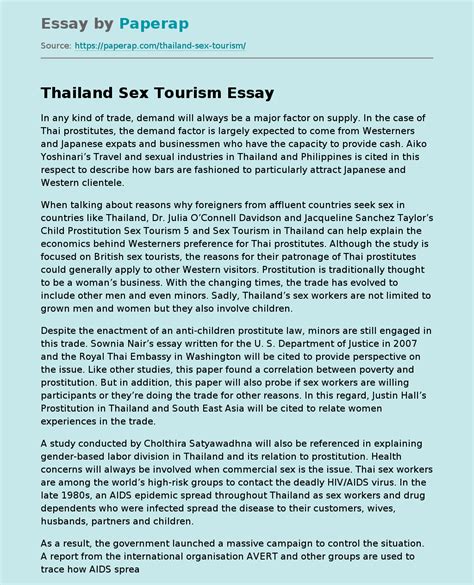 Thailand Sex Tourism Free Essay Example