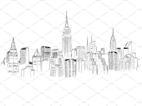 New York City Line Art Bundle Nyc Drawing Art Bundle New York Art