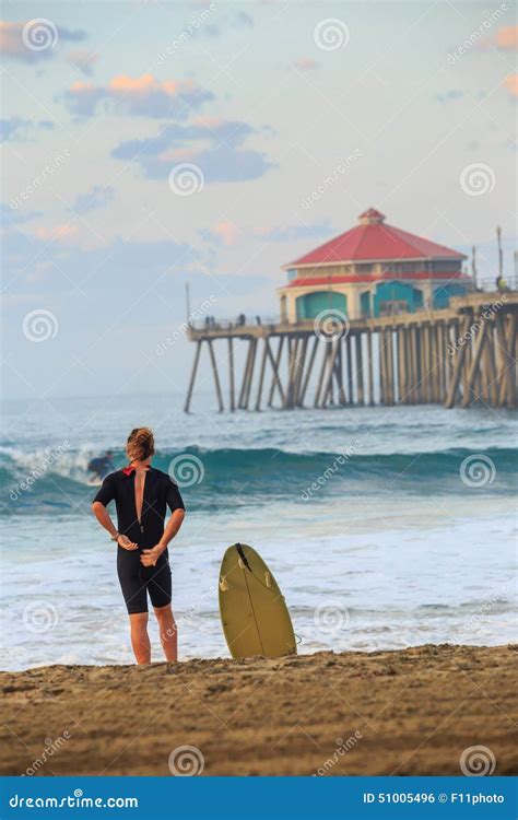 The Huntington Beach Pier At Sunrise Editorial Photo Image Of