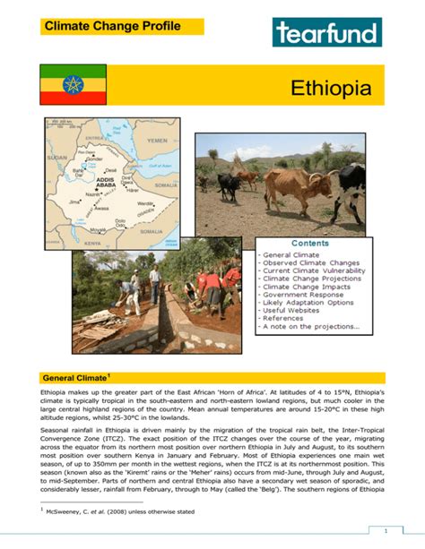 Ethiopia Climate Change Profile General Climate