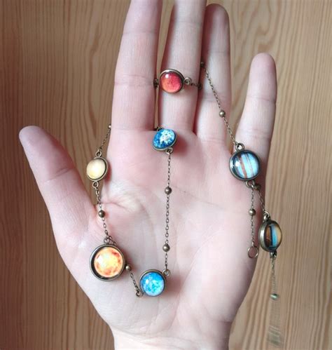 Planet Necklace Necklace With Planets Solar System Necklace Solar