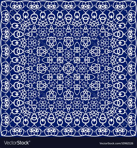 Blue scarf with white pattern Royalty Free Vector Image