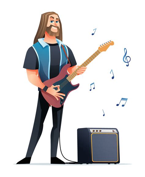 Rock Musician Playing Guitar Cartoon Character Illustration 20576721