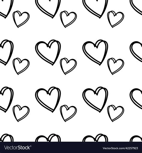 Black hearts seamless pattern on white background Vector Image