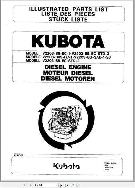 Kubota Engine V2203 Part Manual_EN_DEU