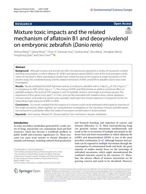 Pdf Mixture Toxic Impacts And The Related Mechanism Of Aflatoxin B