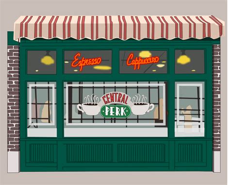 Central Perk Illustration Friends Tv Show Fan Art Wall Art Friends Tv