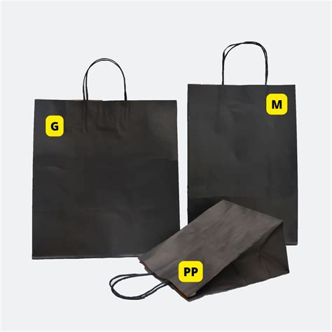 Sacolas Papel Kraft Black Preta Tamanhos PP M G 50 Unidades Faz A Boa