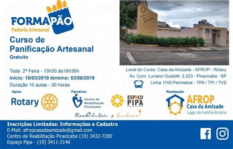 FORMAPÃO Curso de Panificação Artesanal em Piracicaba Sympla