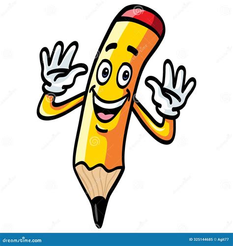 Happy Pencil Cartoon Vector Illustration Stock Vector Illustration Of