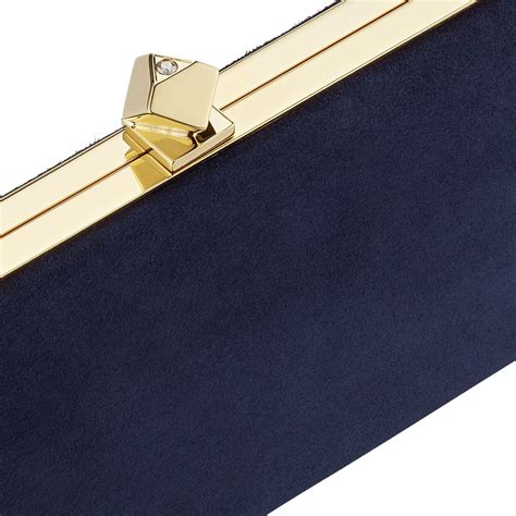 Kate Jimmy Choo CELESTE S Navy Suede Clutch Bag With Cube Clasp 995