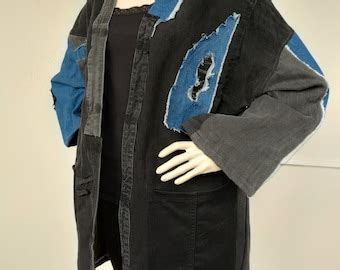 Denim Patchwork Kimono Ripped Jeans Oversize Jacket Unisex Denim