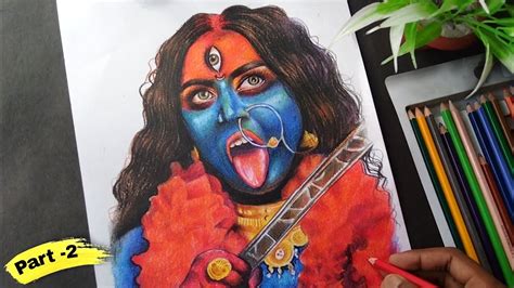 Maa Kali Drawing With Doms 24 Colour Pencil Angry Kali Mata Drawing