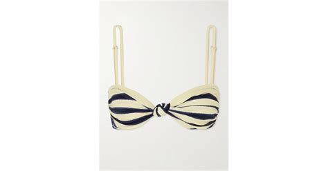 Johanna Ortiz Bandana Marinera Knotted Striped Recycled Bikini Top In Metallic Lyst