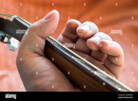 Los Dedos Del Guitarrista Callos Con El Fretboard Ac Stico De La