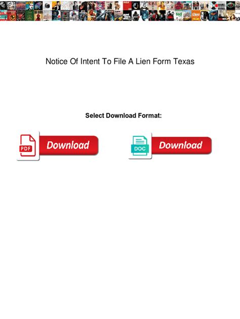 Fillable Online Notice Of Intent To File A Lien Form Texas Notice Of