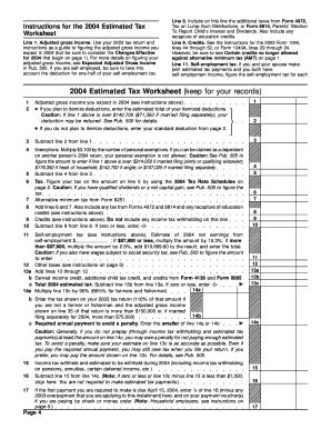 Fillable Online Givemeliberty 2004 Form 1040ES Estimated Tax For