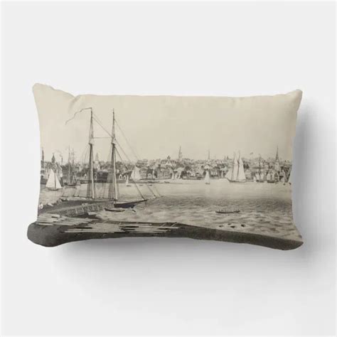 Vintage Pictorial Map Of Newport Ri 1860 Lumbar Pillow Zazzle