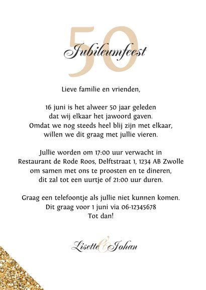 Jubileumfeest Uitnodiging Fotocollage Goud Kaartje Go