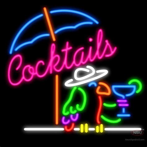 Cocktails Parrot Real Neon Glass Tube Neon Signs In 2020 Neon Signs