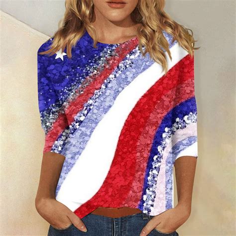 Seniver Th Of July Tops Plus Size Sleeve Shirts For Women