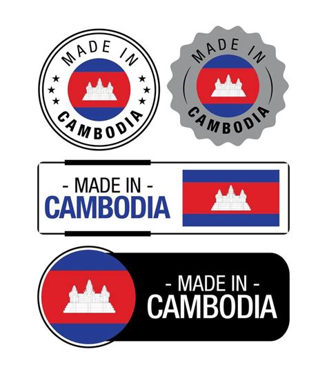 Set Of Made In Cambodia Labels Logo Cambodia Flag Cambodia Product