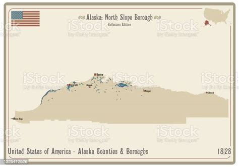 Map Of North Slope Borough In Alaska Stock Illustration - Download ...