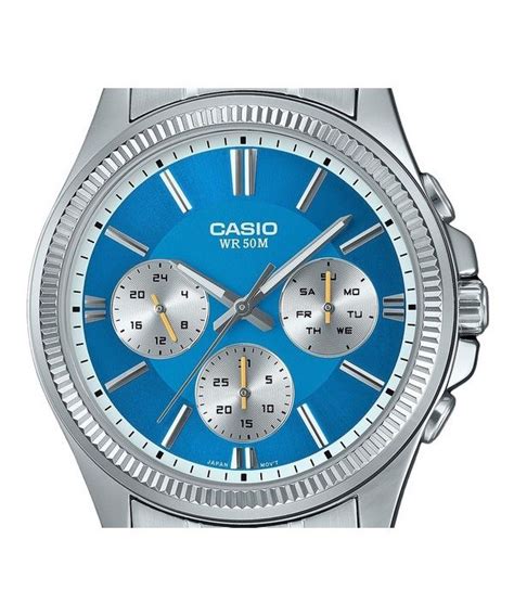 Casio Enticer Analog Stainless Steel Ice Blue Dial Quartz Mtp D A