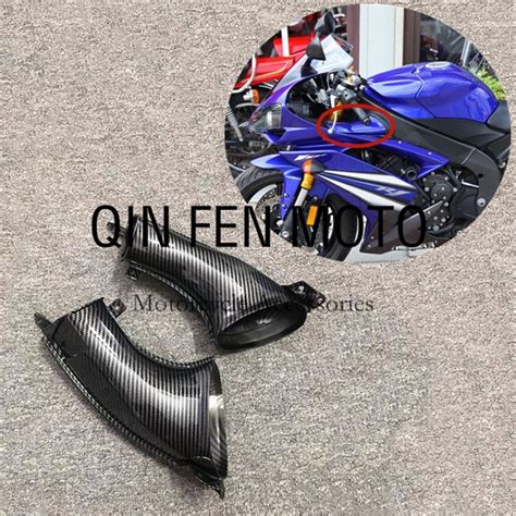 Motorcycle Carbon Fiber Look Ram Air Intake Tube Duct Cover Fairing Fit