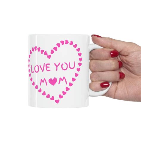 Cute Pink Mom Heart Mug Love You Mom Mug Fun Mom Mug Etsy