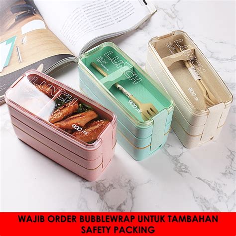 Jual MARKASSHOP66 Lunchbox Susun 2 3 Susun WHEAT STRAW Kotak Bekal