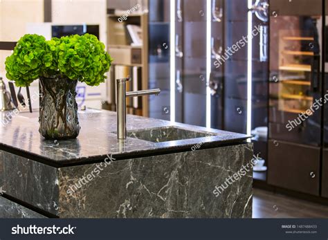 Beautiful Modern Kitchen Design Kitchen Faucet Stock Photo 1487488433 ...