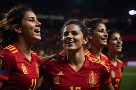 Premium Photo | Spain Women's National Football Team Celebrates Victory ...