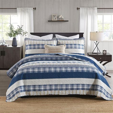 Amazon YUMIYUSHI Quilt Queen Size Cotton Striped Queen Quilt Set