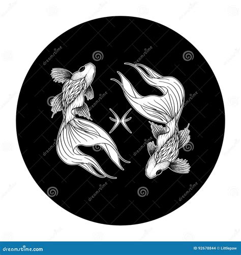 Pisces Zodiac Sign Horoscope Symbol Vector Illustration Stock Vector