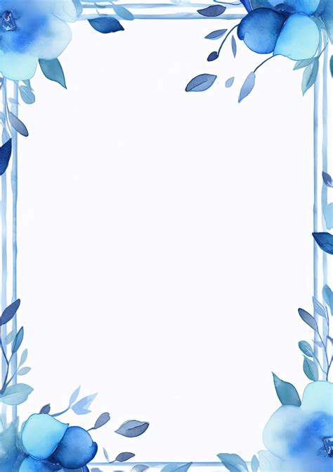 Bordure de Page Cadre Aquarelle Bleu Word à Imprimable Slidesdocs