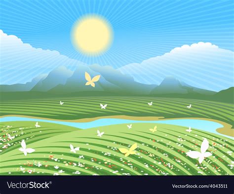 Spring farm landscape Royalty Free Vector Image