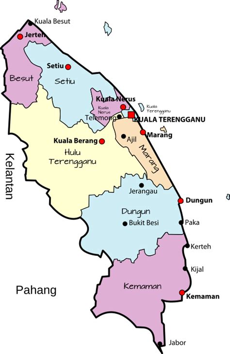 Parliamentary map of Terengganu, Malaysia - Openclipart