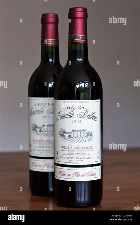 Bottles Of French Bordeaux Wine Chateau Fontcaille Bellevue 2003 Grand