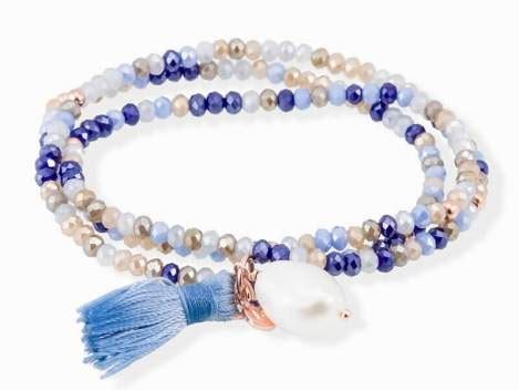 Armband Zen Blau In Silber Rose Vergoldet Marina Garcia