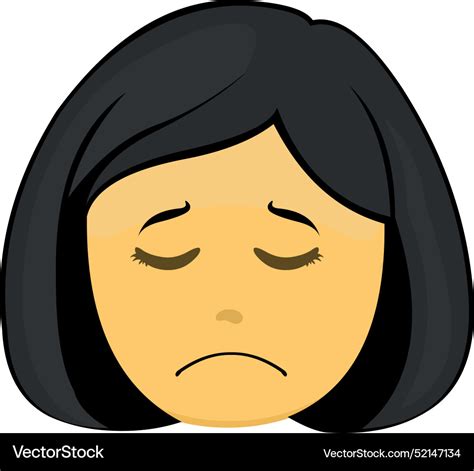 Emoji woman head sad expression Royalty Free Vector Image