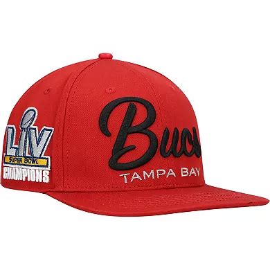 Men's Pro Standard Red Tampa Bay Buccaneers LV Super Bowl Champions Script Wordmark Snapback Hat