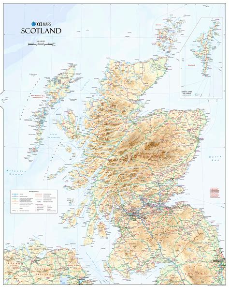 Scotland Physical - Wall Map : XYZ Maps