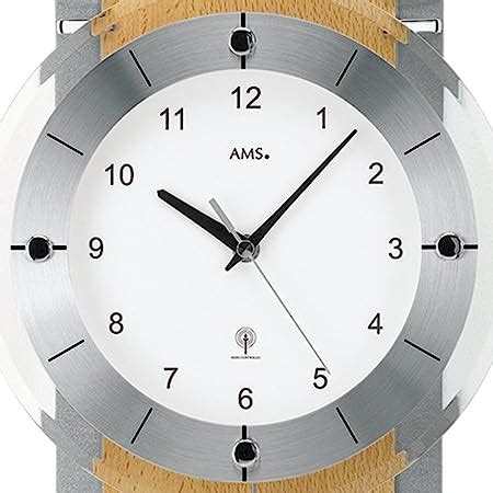 AMS Funk Wanduhr Funkuhr Pendeluhr Buche Chrom Glas 58 X 23 Cm Amazon