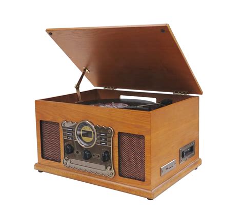 Hot Sell Vintage Wooden Retro Style Record Player With Cassette Cd