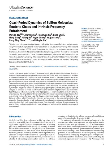 Pdf Quasi Period Dynamics Of Soliton Molecules Route To Chaos And