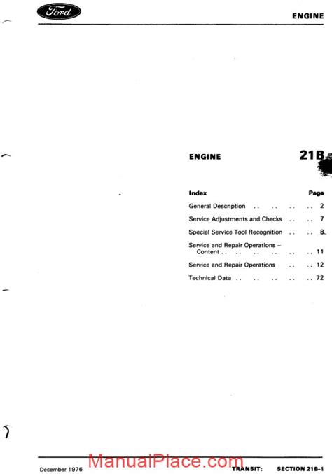 Ford Transit Diesel Engine – Service Manual Download Marketplace