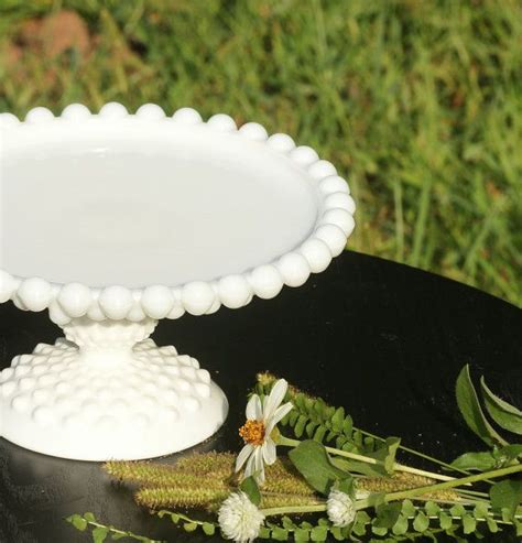 White Pedestal Cake Stand Hobnail Milk Glass Cake Stand Custom Etsy