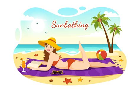 15 Sunbathing Vector Illustration By Denayunethj Thehungryjpeg