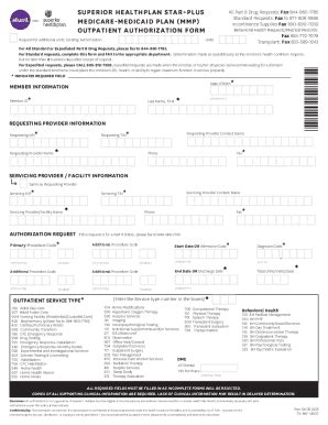 Fillable Online TX PAF 0907 Superior Healthplan Star Plus Medicare